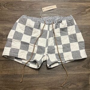 NEW The Salting Quilted Check Classic Trouser Shorts Fog Salt Size 0 NWT